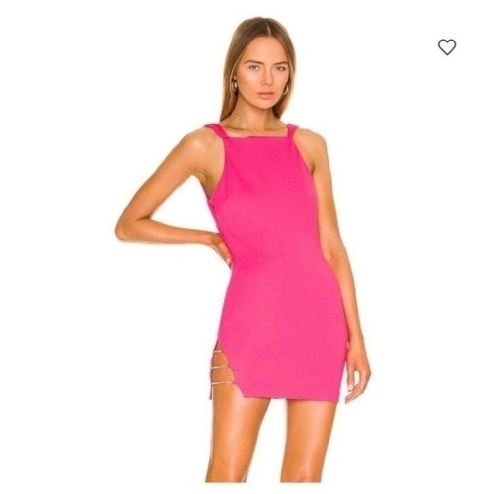 H:ours Dress Cassia Mini Bodycon Chain in Fuchsia Pink